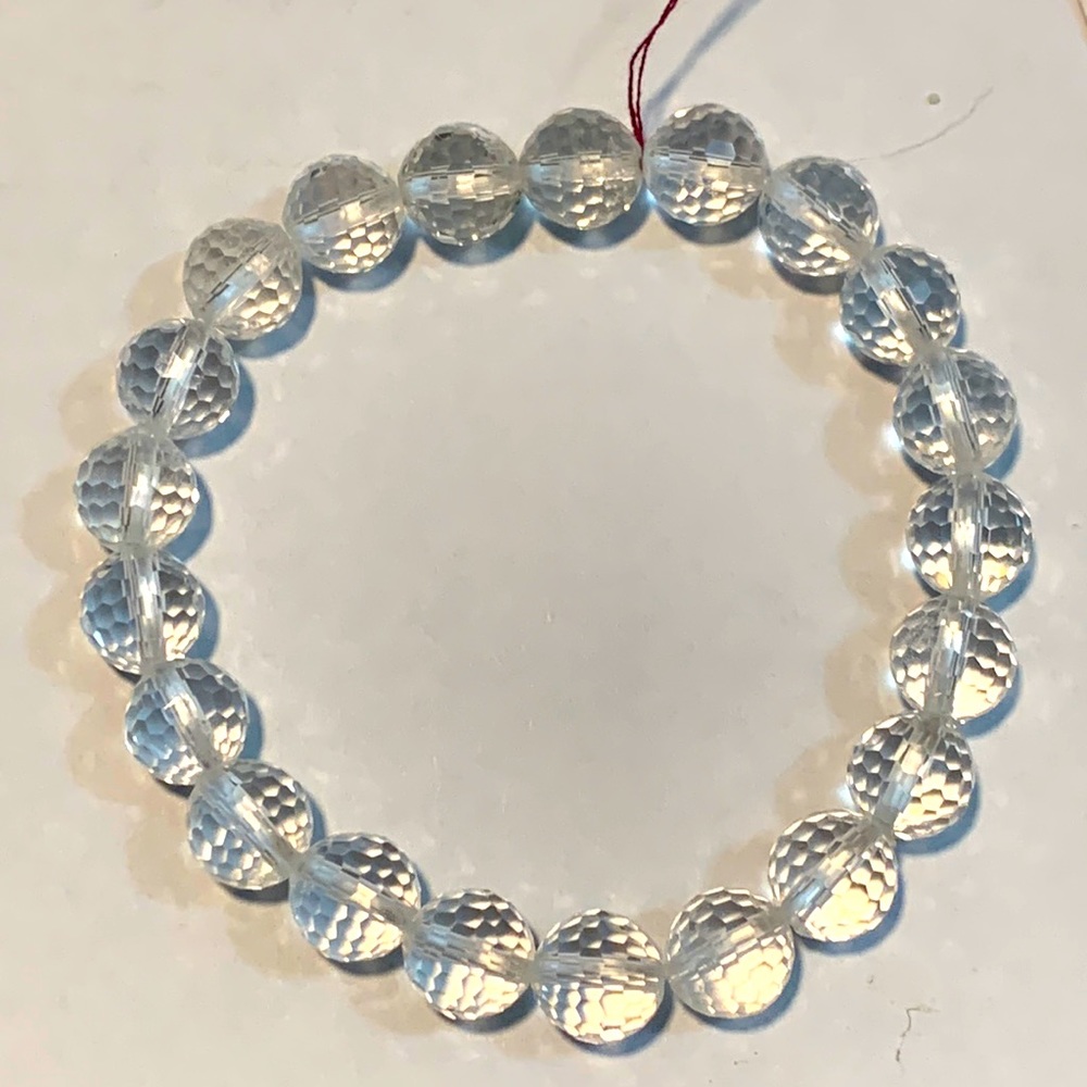 Faceted Clear Quartz Stretch Bracelet